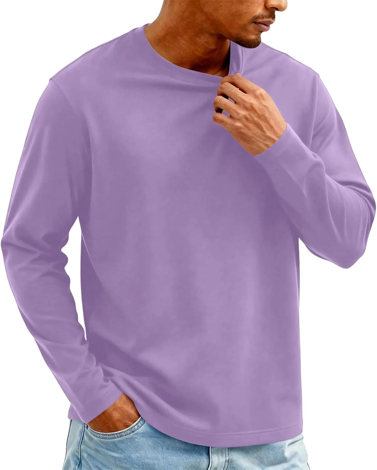 Мужская длинная футболка с круглым вырезом, Light Purple — фото 2