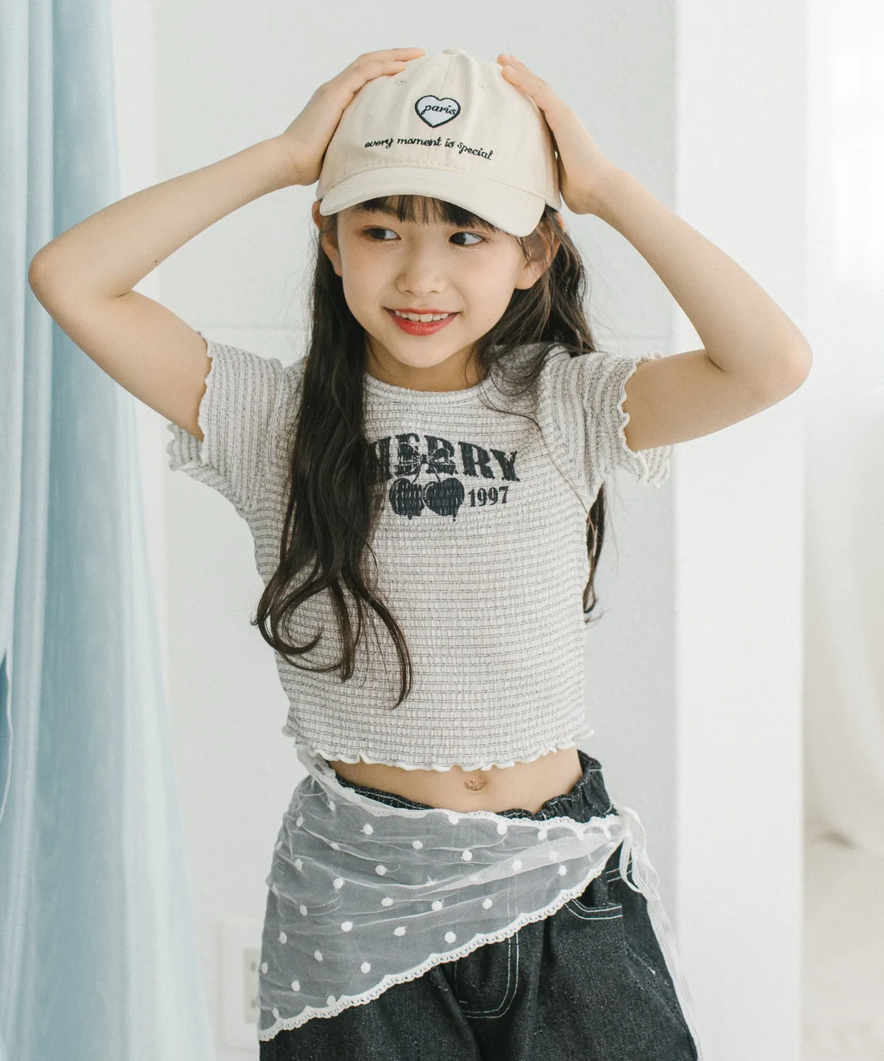 Детская футболка с принтом Cherry Logo Shrring Mini Top URBAN CHERRY, Белый