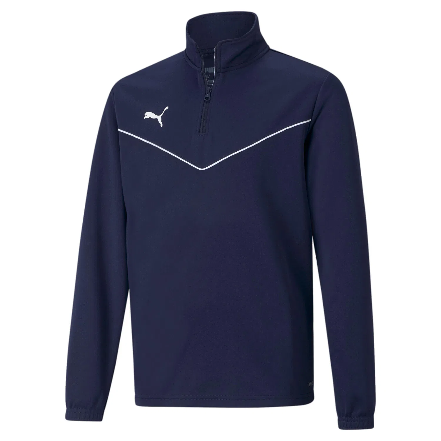 Детский тренировочный топ с воротником-стойкой teamRISE 1/4 Zip Top Jr Puma, Dunkelblau Weiss