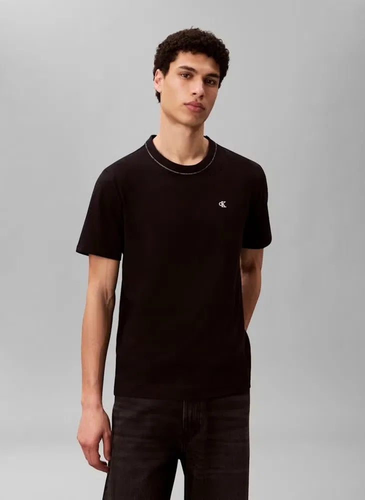 Футболка с классическим круглым выворотом Calvin Klein, черный
