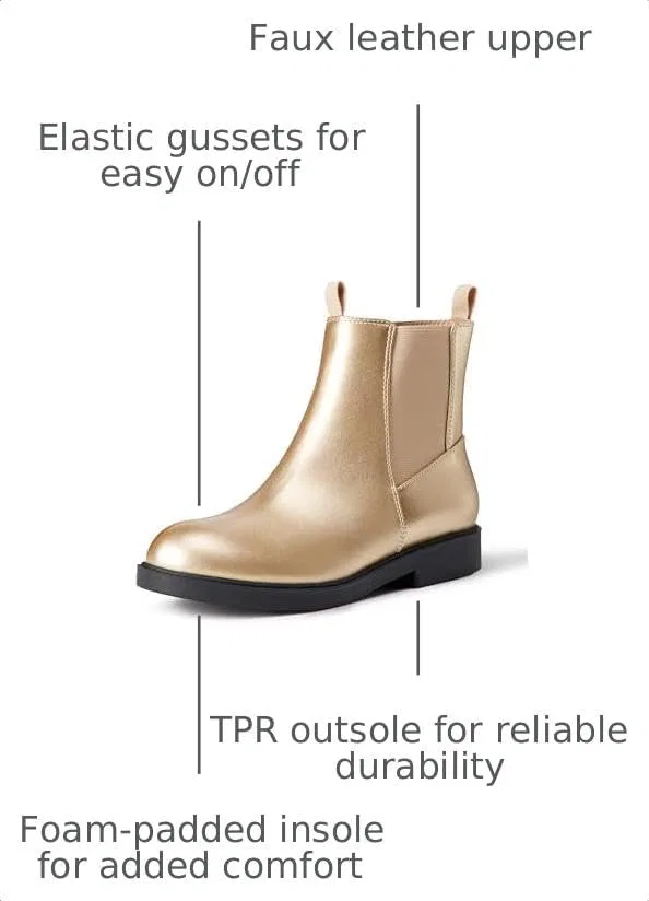 Детские ботинки-челси для девочек Amazon Essentials, Gold Faux Leather — фото 2