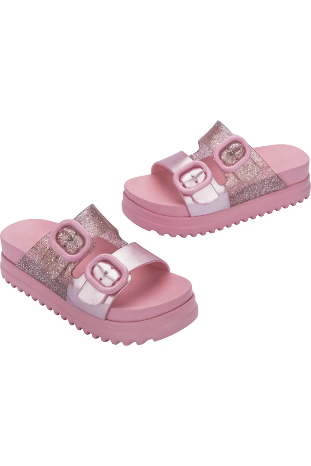 Детские сандалии платформа с зубчатым протектором Cozy Platform Mini Melissa, Pink/Glitter Pink — фото 3