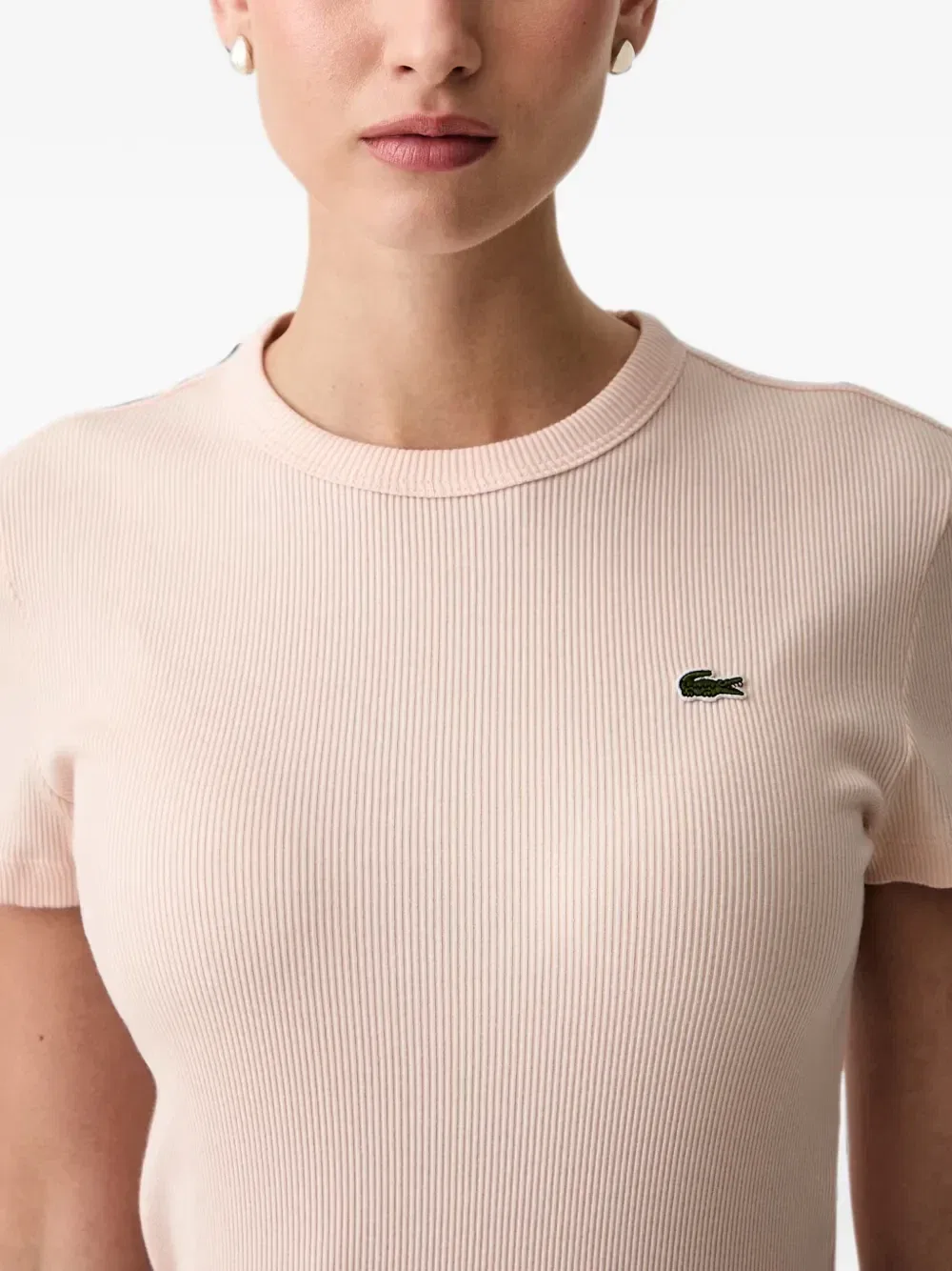 Футболка Lacoste с логотипом в рубчик, розовый — фото 4