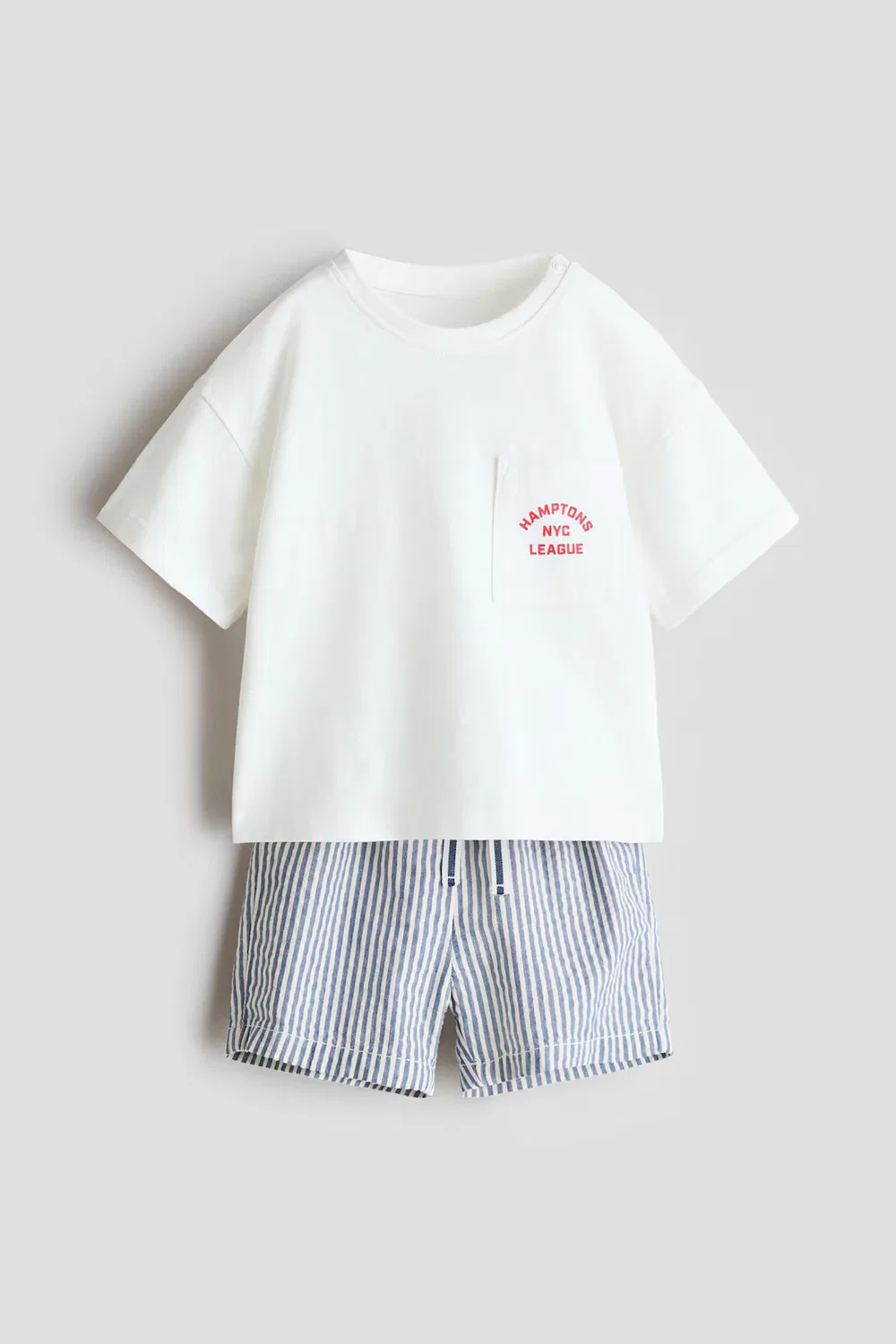 Комплект из двух предметов: футболка и шорты H&M, Weiß/Blau Gestreift