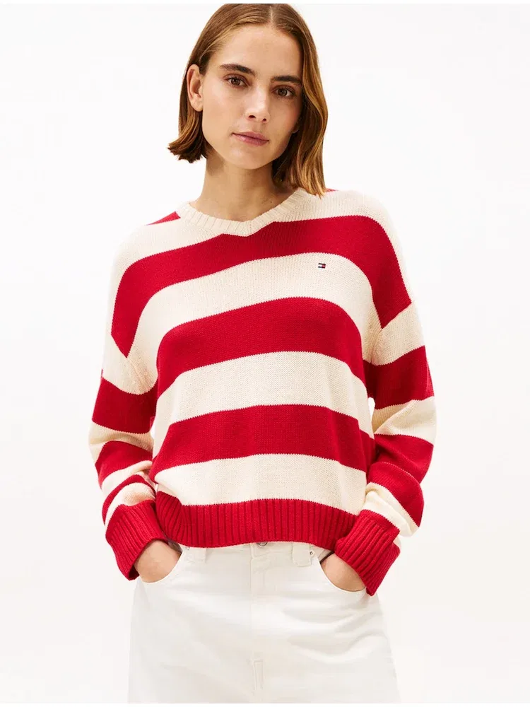 Джемпер с V-образным вырезом, Bold Stripe TOMMY HILFIGER