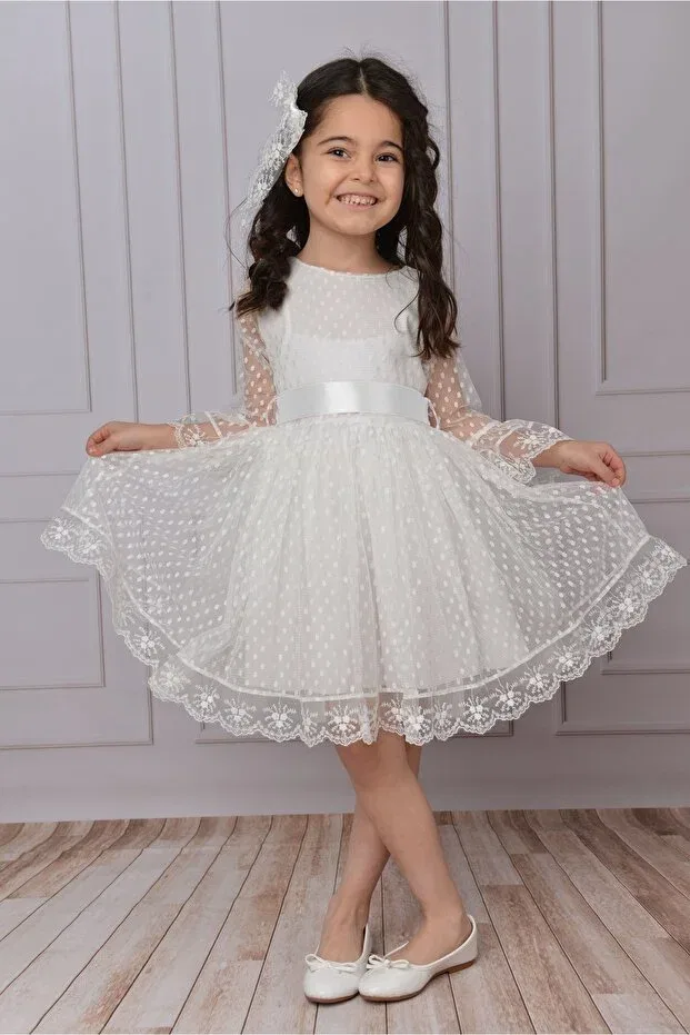 Детское платье для девочек кружевное Delfini Kids, White