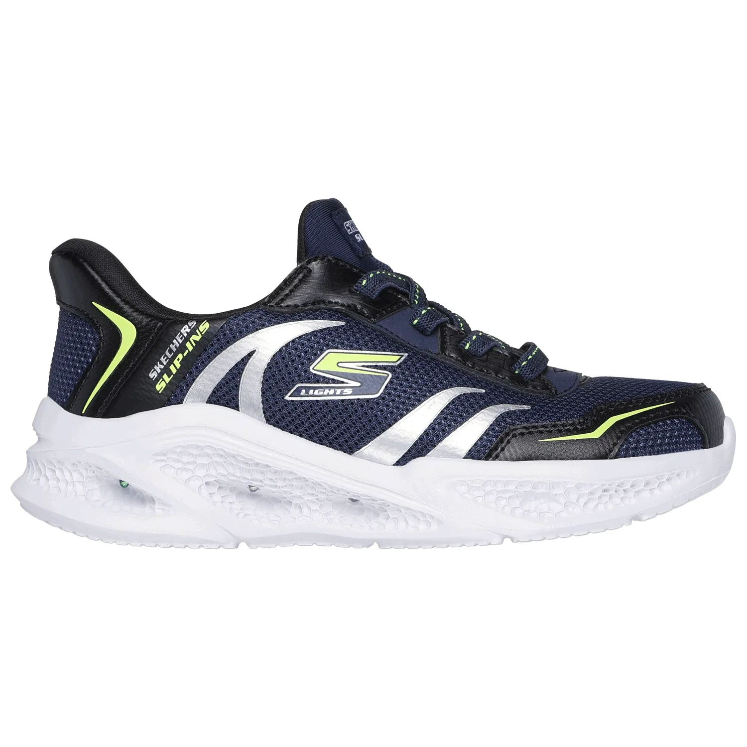 Детские кроссовки-слипоны с подсветкой Skechers, Navy/Black — фото 4
