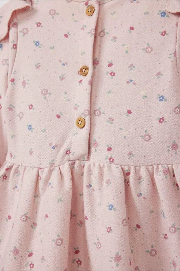 Детское платье для девочек с принтом Floral Long-Sleeved Dress Baby Girl f4581a525au Defacto, Pink-Pn38 — фото 4
