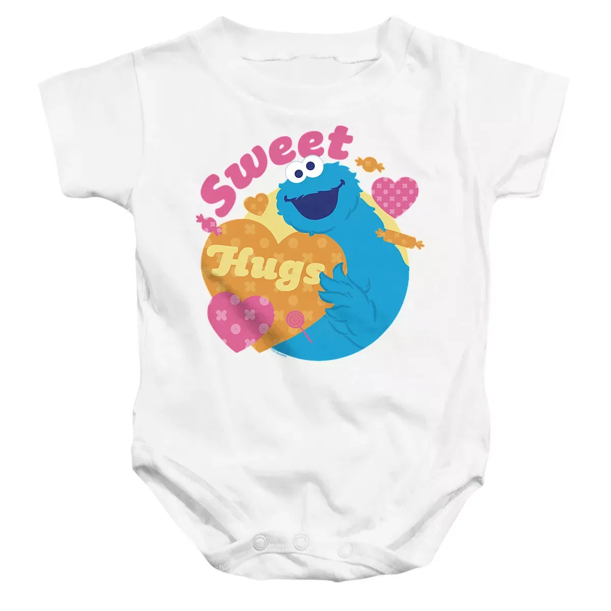 Детское боди для мальчиков с коротким рукавом Sesame Street Sweet Hugs With Cookie Monster, White