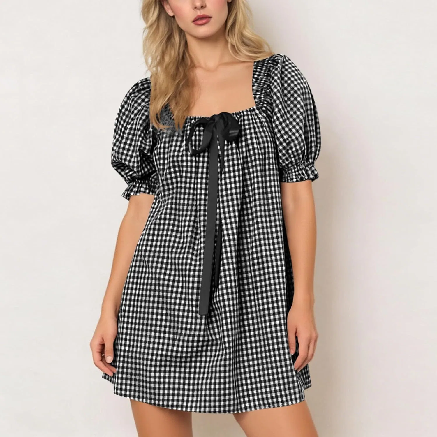 Женское платье-трапеция с квадратным вырезом Sun Dress, Black — фото 2