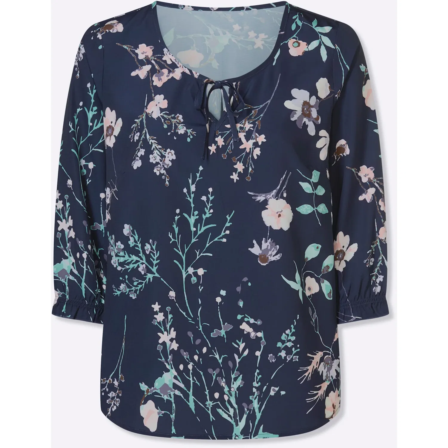 Женская блуза-туника с цветочным принтом Classic Basics, Navy/Light Pink — фото 4