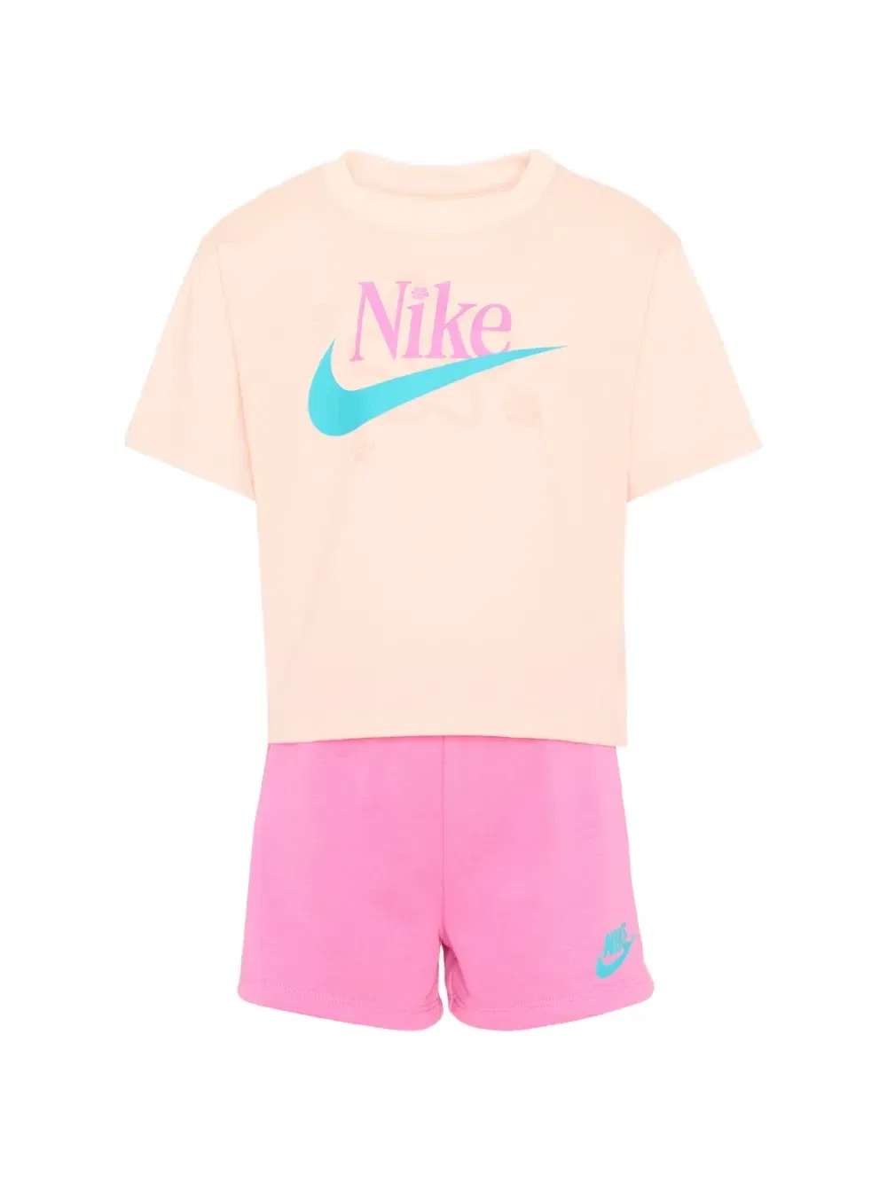 Костюм из хлопковых шорт с логотипом Nike Kids, оранжевый