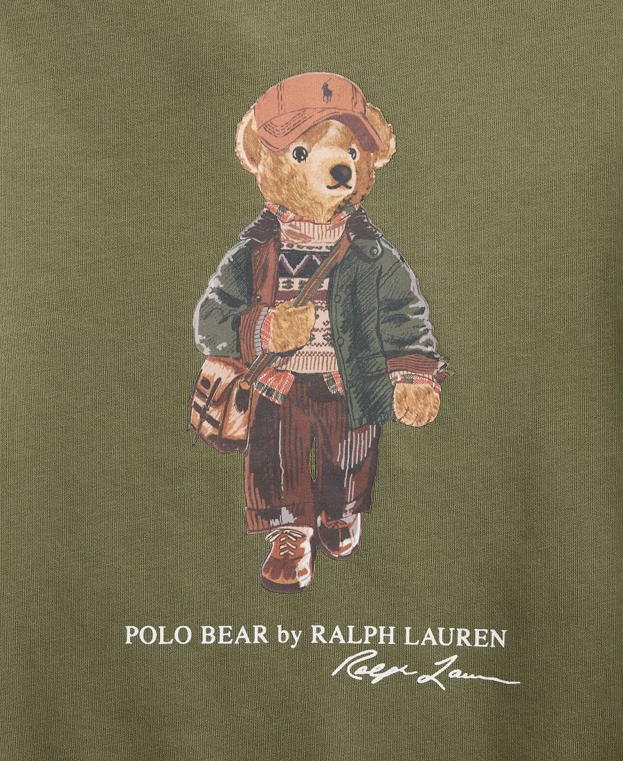 Свитшот из футера с Polo Bear Polo Ralph Lauren, Cruise Olive — фото 3