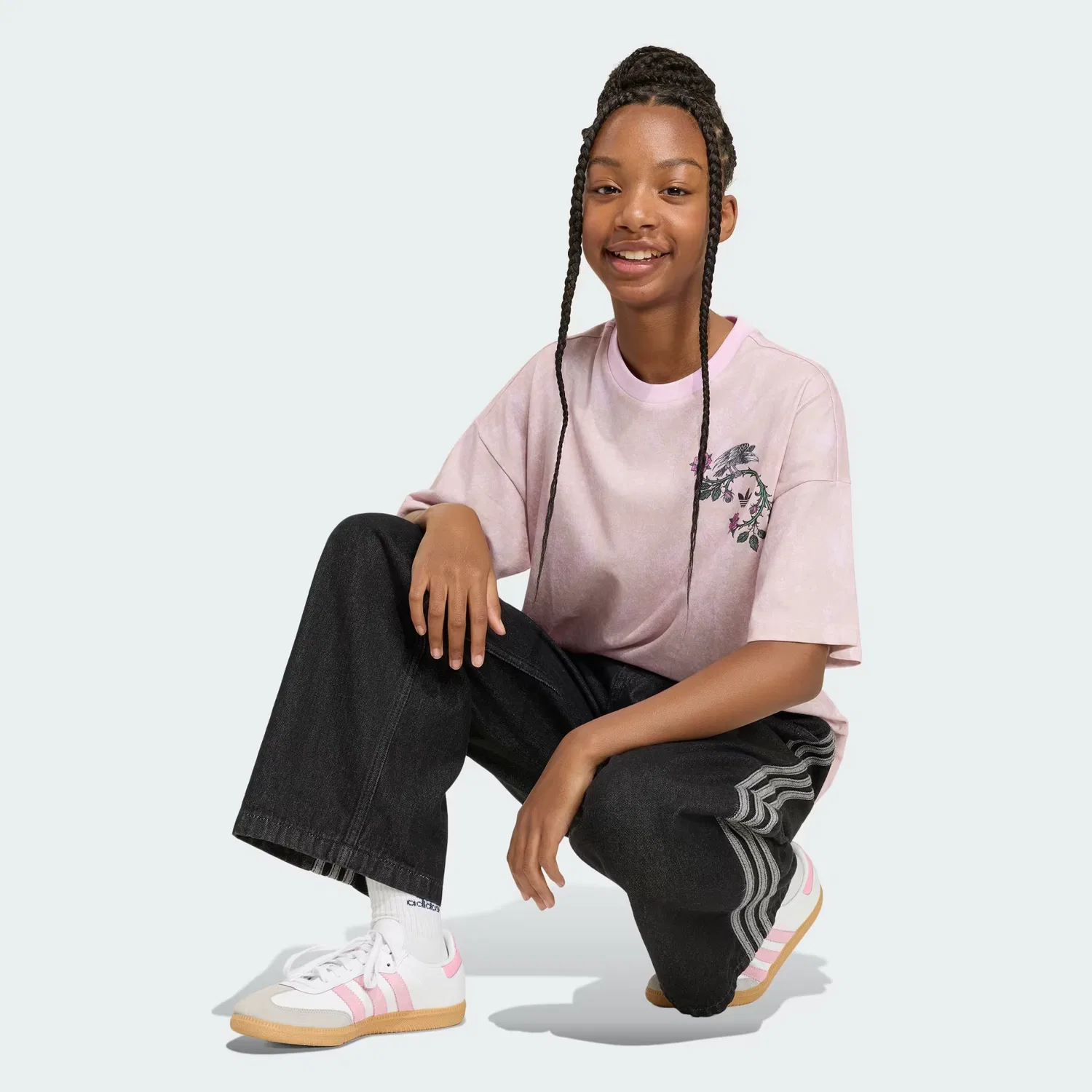 Детская футболка оверсайз с графическим принтом Disney Villains Adidas Originals, Orchid Fusion — фото 3
