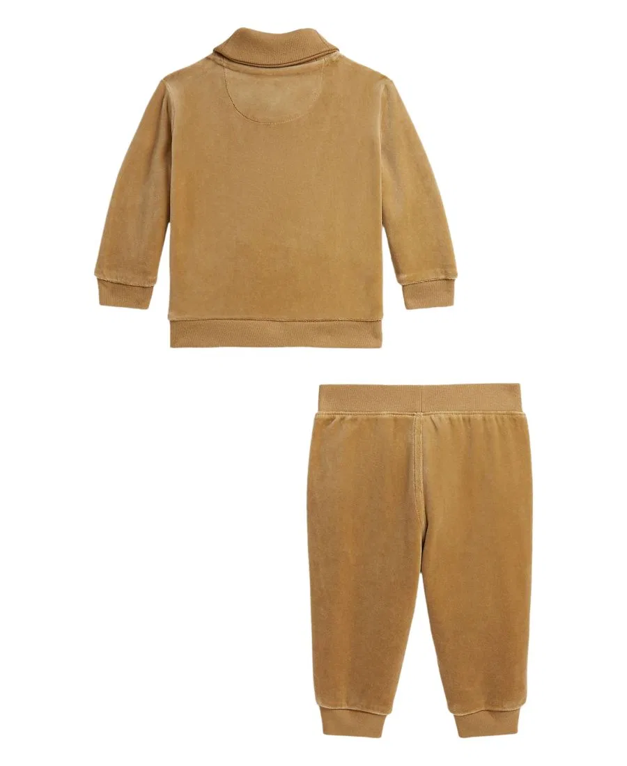 Комплект из свитшота и джоггеров на малыша, с вышивкой Pony Polo Ralph Lauren, Camel — фото 2