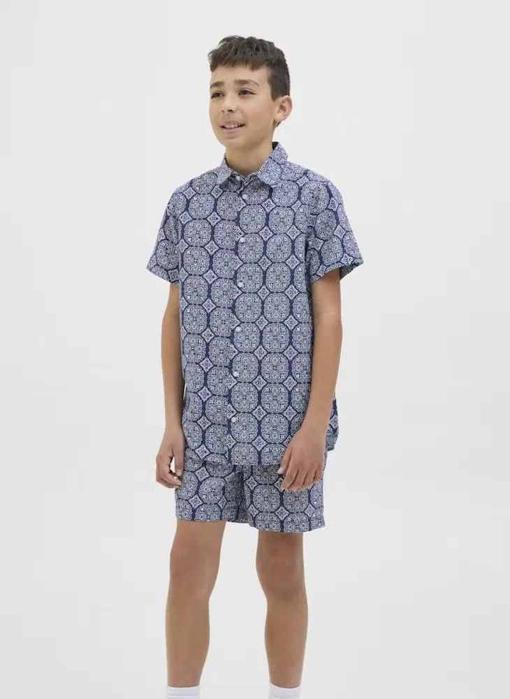 Рубашка с принтом с длинным рукавом Jack & Jones Junior, синий — фото 4