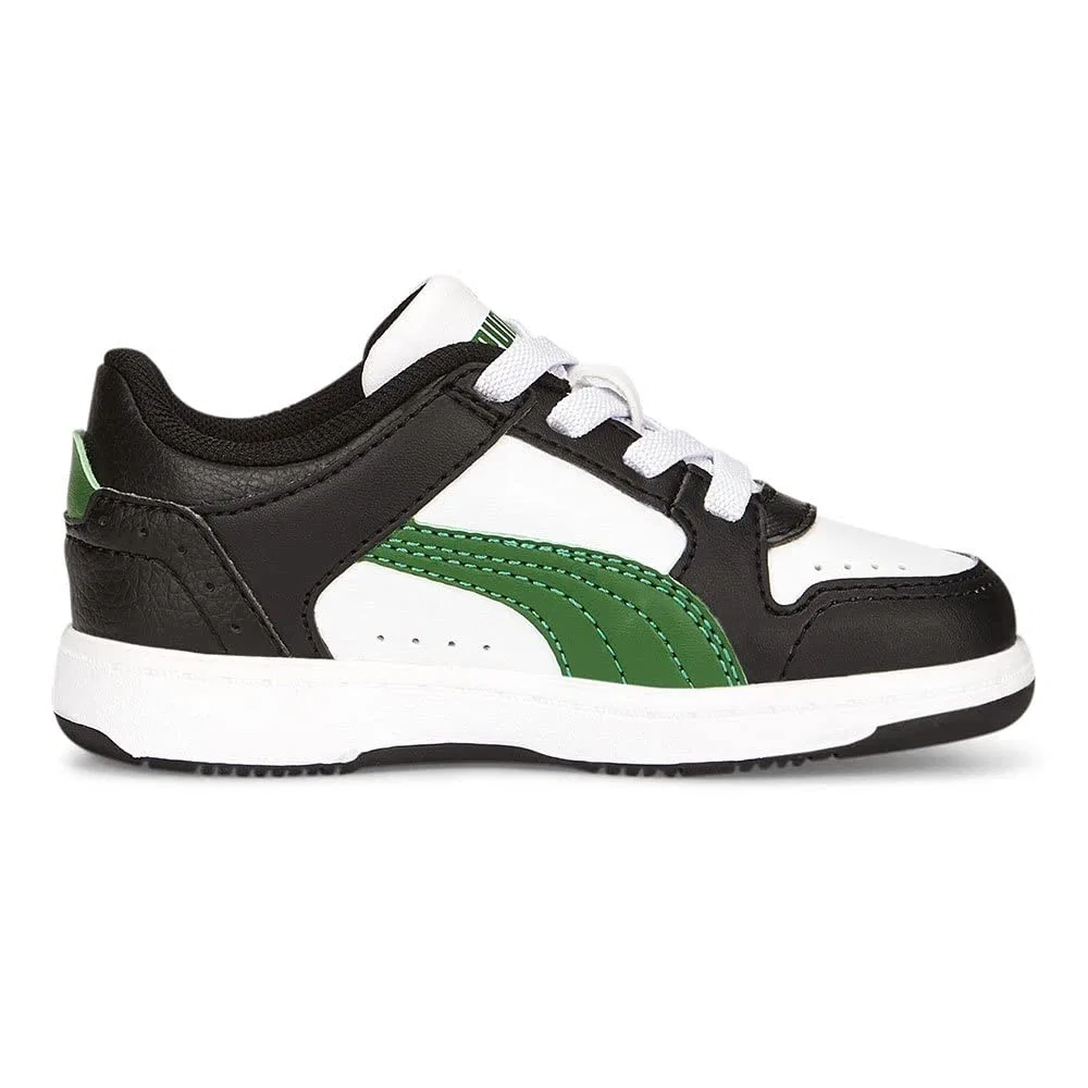Детские кроссовки для мальчиков с эластичной шнуровкой Rebound PUMA, White Green Black — фото 3