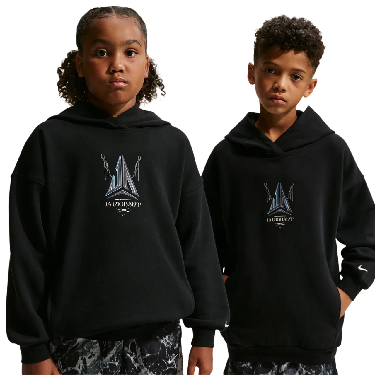 Детское худи с капюшоном оверсайз Nike Club Fleece, Black/White