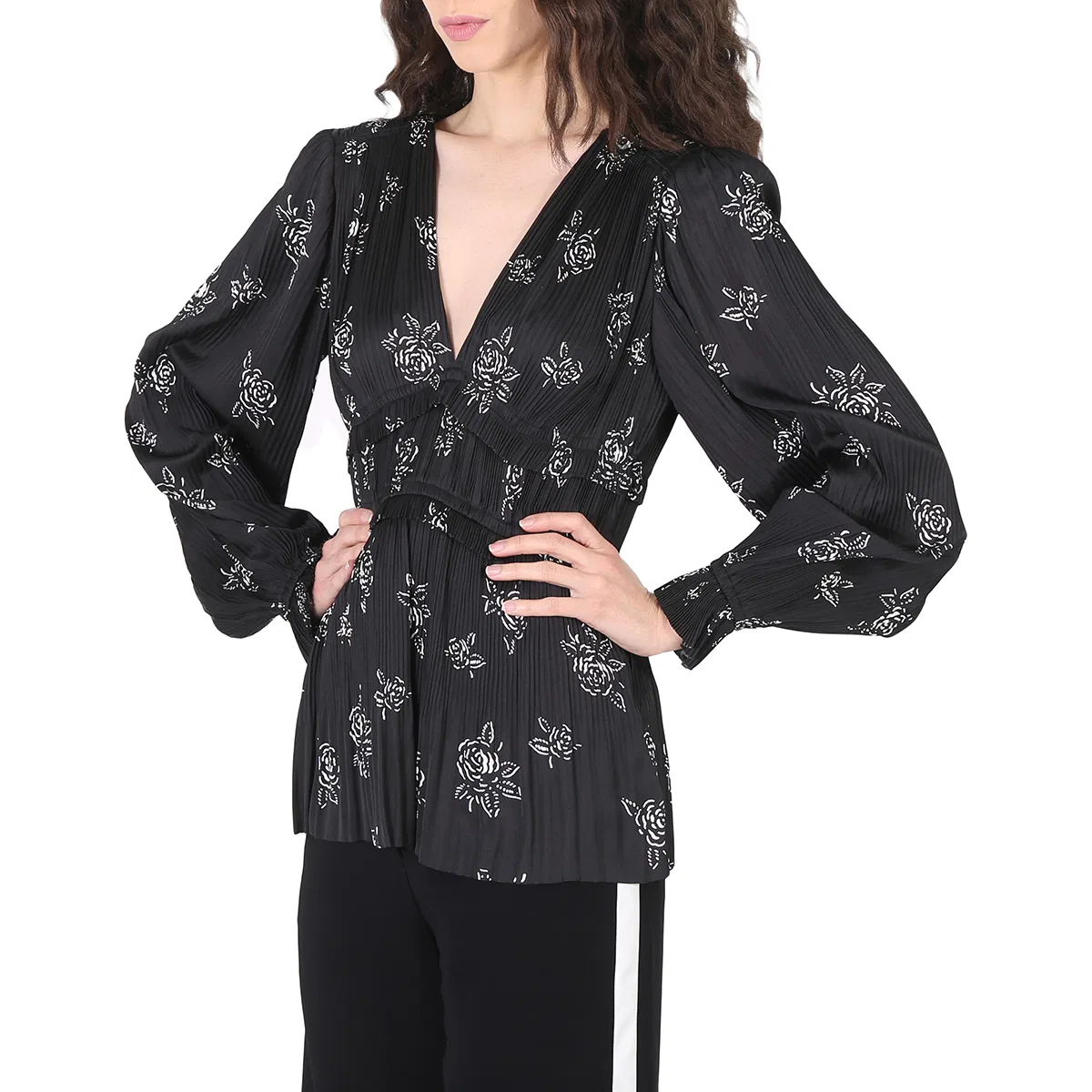 Блуза женская с воланами Joclyn Pleated Blouse Polo Ralph Lauren, Black — фото 2