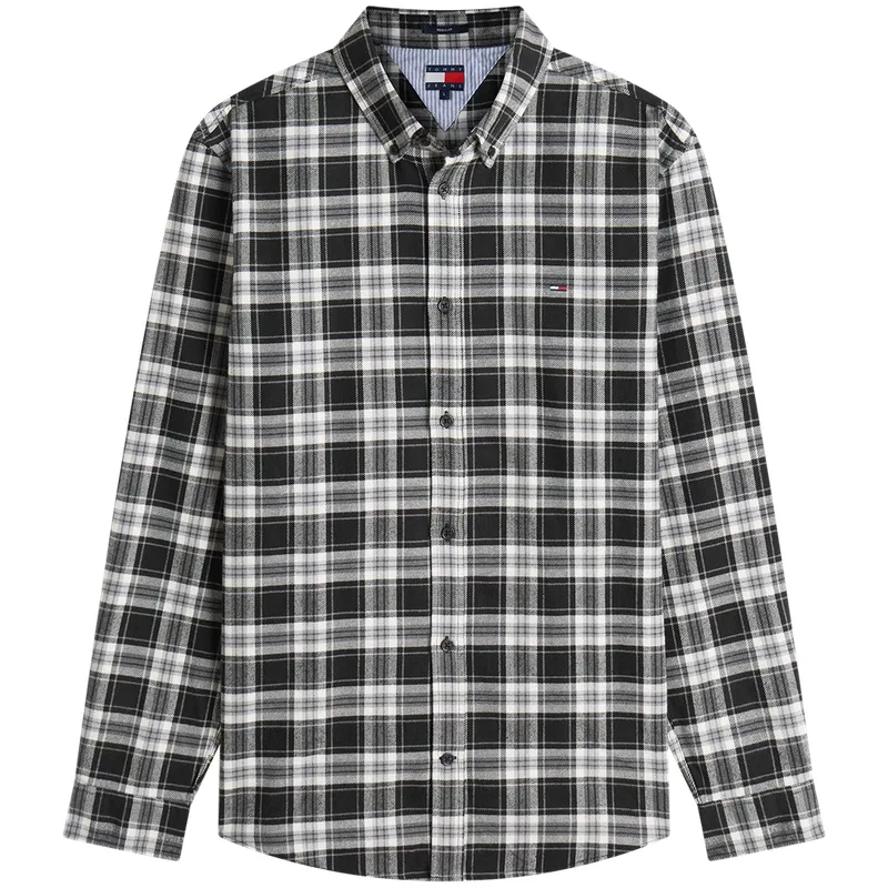 Мужская рубашка с принтом в клетку Tommy Hilfiger, Black Plaid Pattern