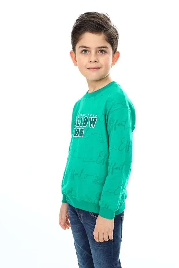 Детские свитшот для мальчиков с принтом Follow Me Printed Toontoy, Dark Green
