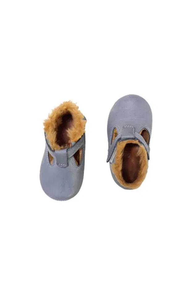 Детские ботиночки для новорожденных кожаные Classic slip-on Kapar, Gray — фото 2
