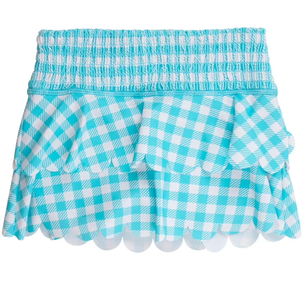 Детская юбка-шорты для девочек с защитой UPF 50+ RuffleButts, Bright Aqua Gingham — фото 2