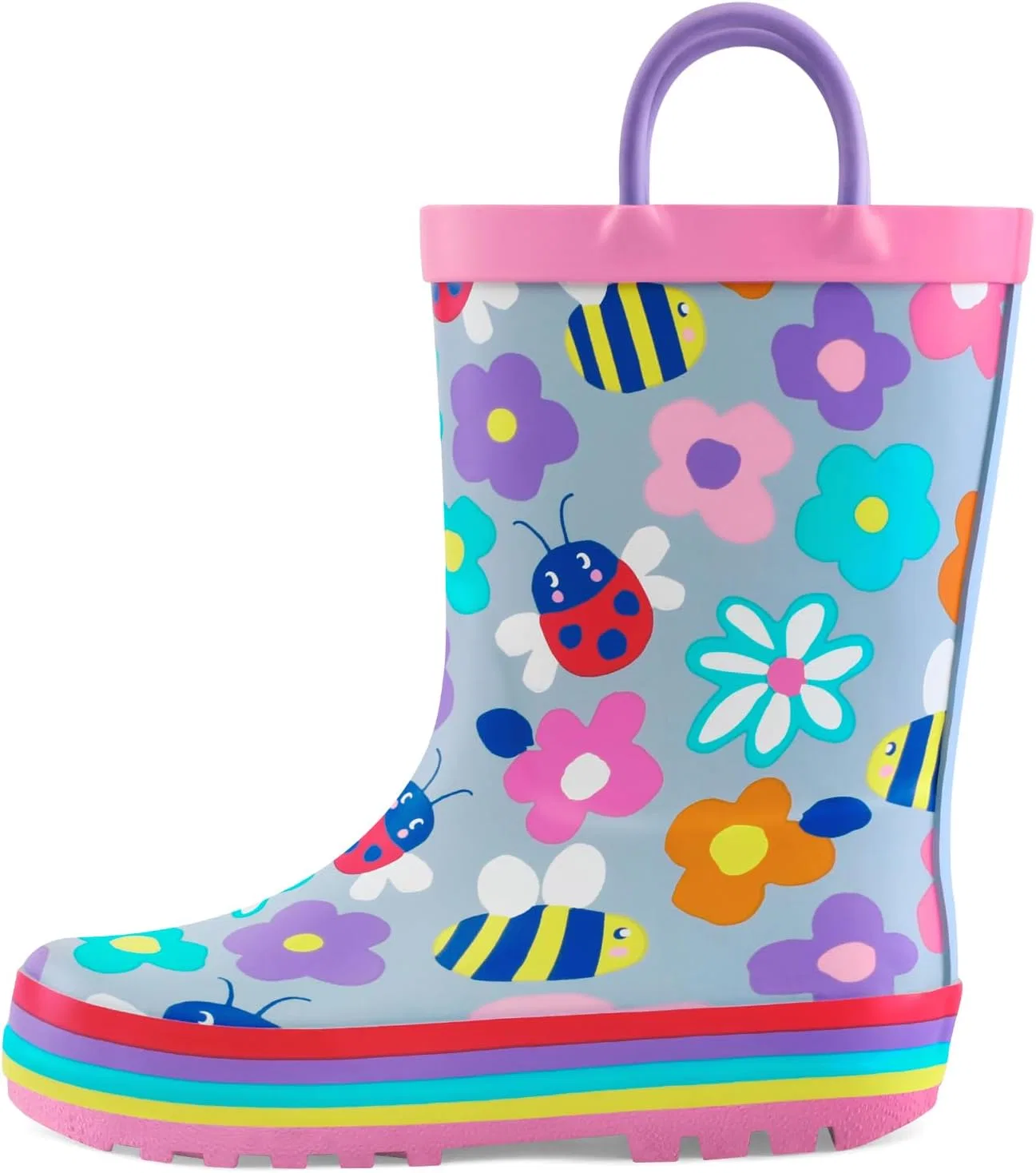 Детские резиновые сапоги с ручкой mysoft, Colorful Flower