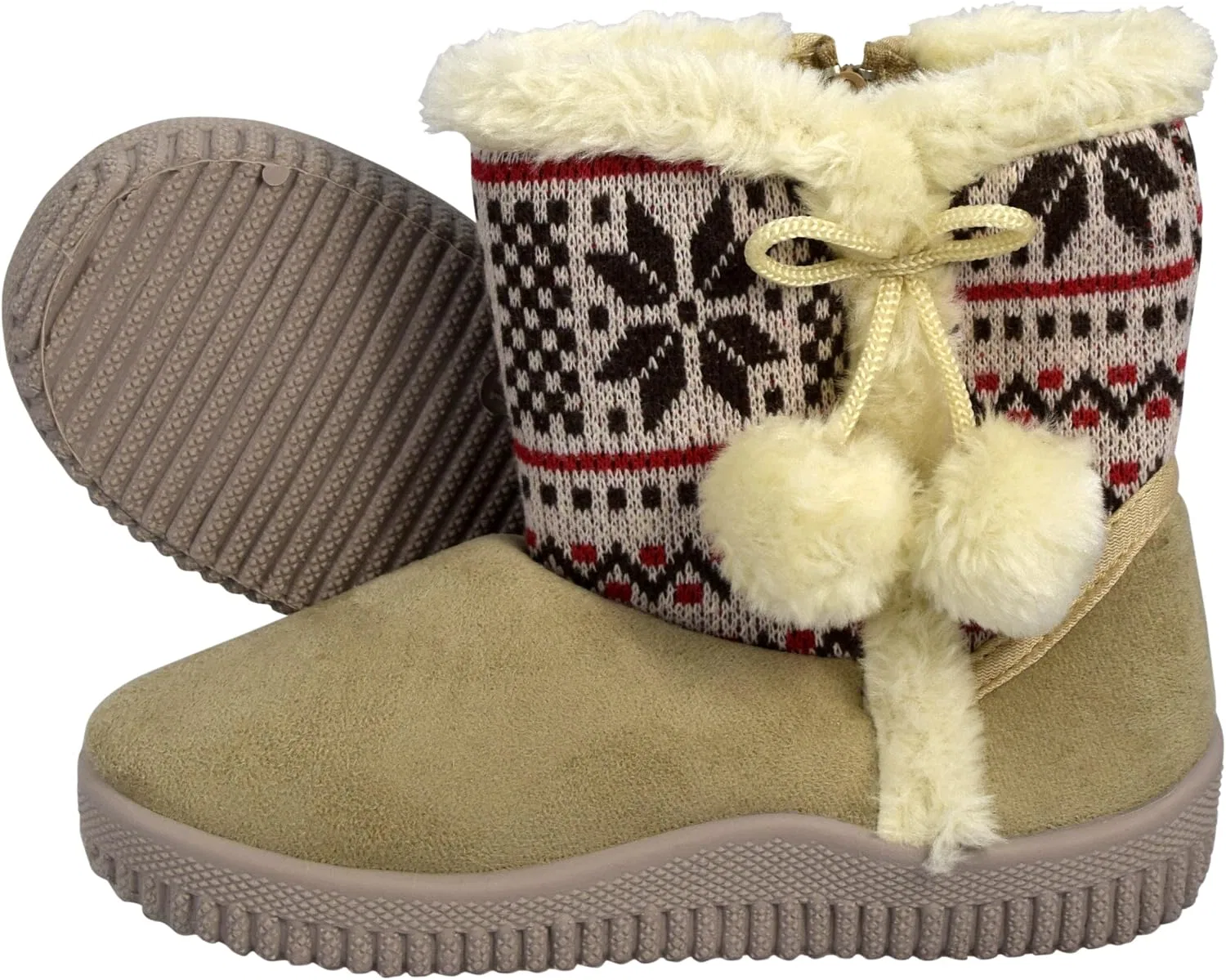 Детские зимние сапоги с искусственным замшем и мехом Snowflake Peach Couture, Beige — фото 3