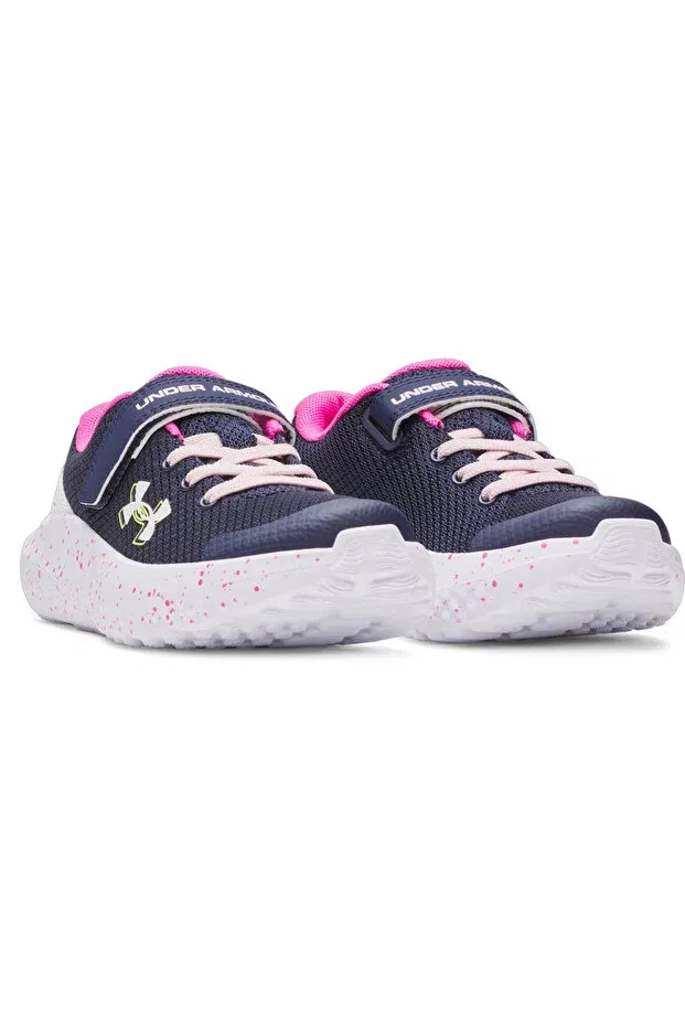 Детские кроссовки для девочек с принтом Gps surge 4 ac Under Armour, Midnight Navy / Rebel Pink / White — фото 3