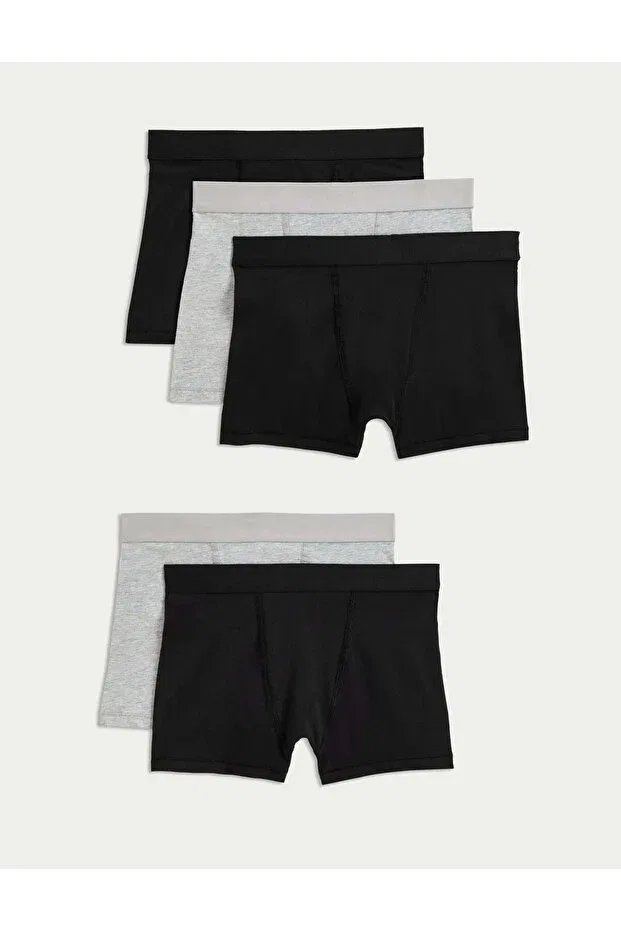 Детский комплект для мальчиков из 5 трусов-боксеров хлопковый Marks & Spencer, Gray