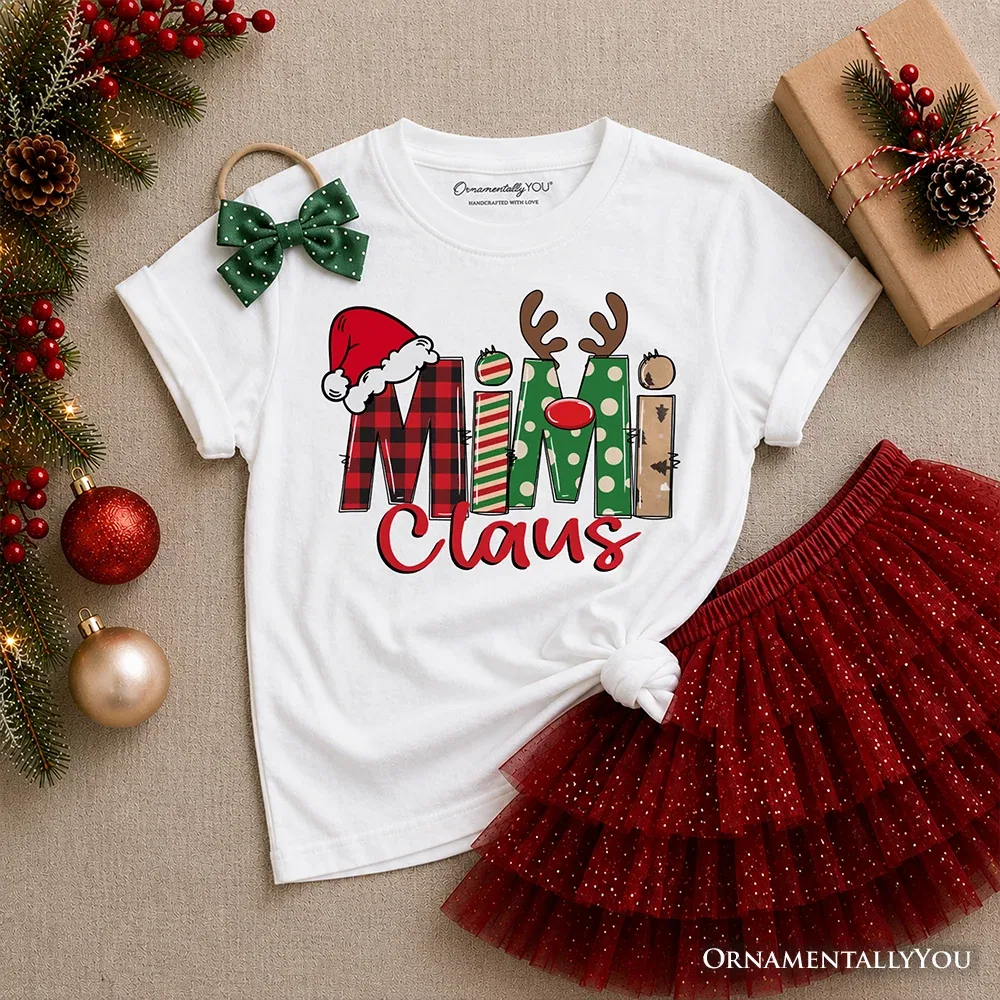 Детская футболка с принтом Mimi Claus Retro Christmas OrnamentallyYou, White — фото 2
