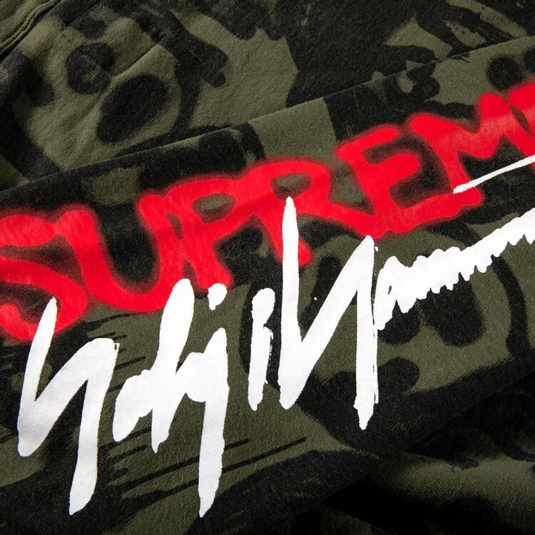Толстовка Supreme x Yohji Yamamoto Hooded Sweatshirt 'Olive', зеленый — фото 3