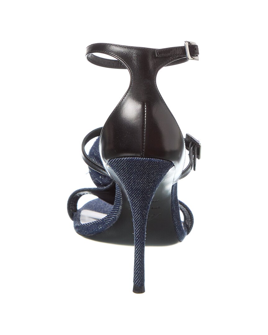 Roger Vivier Denim & Leather Sandal, синий — фото 3