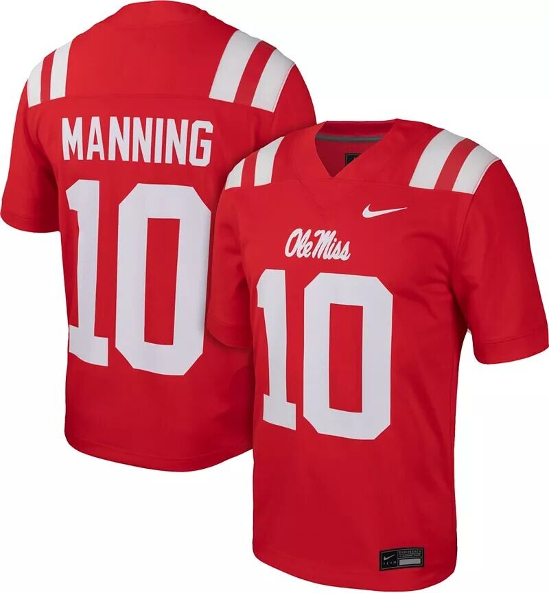 

Мужская красная футбольная майка Nike Ole Miss Rebels #10 Replica Manning