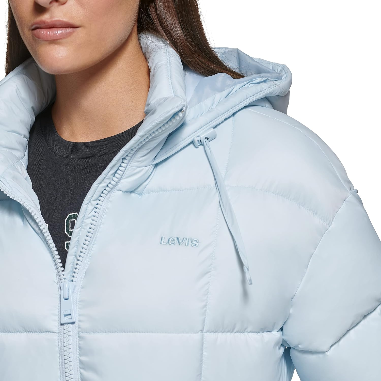 Женская куртка Levi's Megan утепленная с капюшоном и регулируемой талией, светло-голубой — фото 3