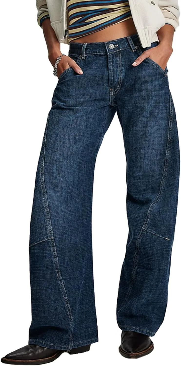 

Женские джинсы Casual Mid-Rise Wide-Leg Vintage Baggy cffvdiz