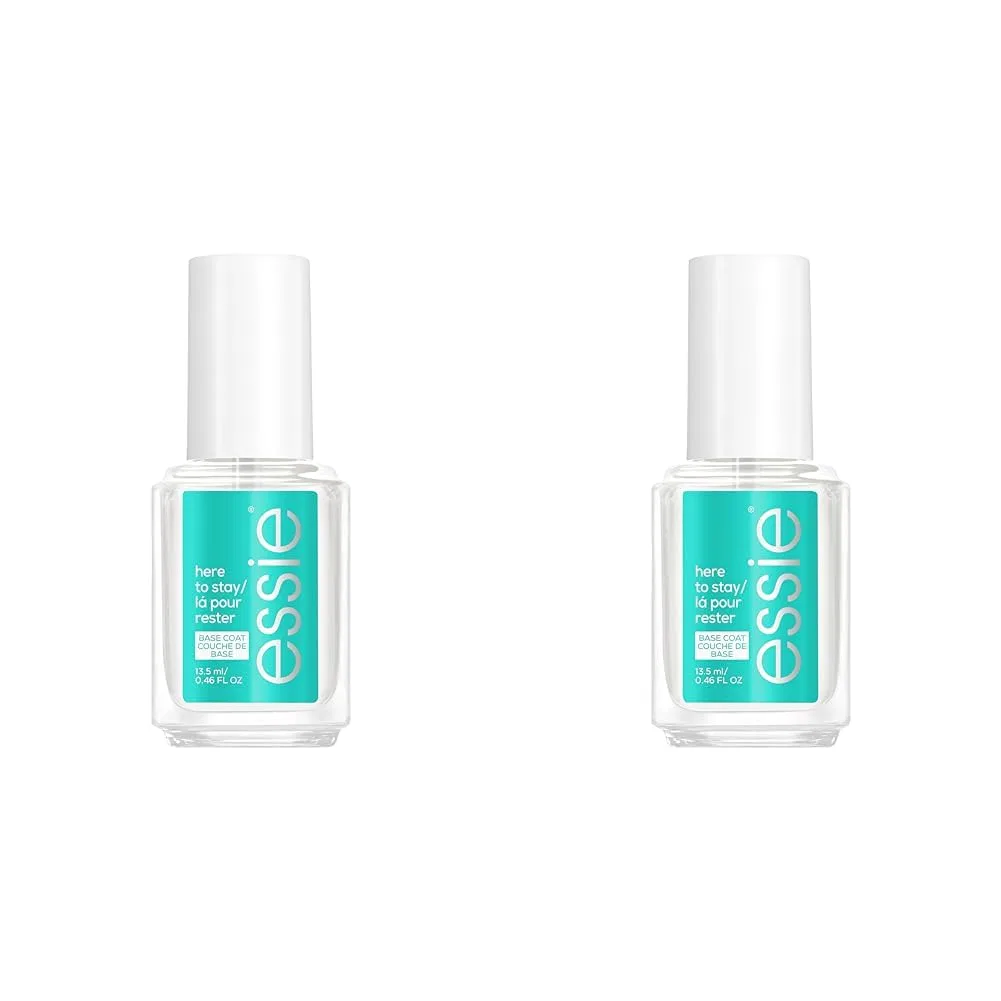 Базовое покрытие Essie Here to Stay для фиксации цвета и защиты ногтей от обесцвечивания, 13.5 мл (2 шт. в упаковке) Essie