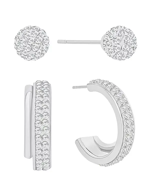 

Комплект из серег-гвоздиков и колец с хрустальным шаром And Now This, silver