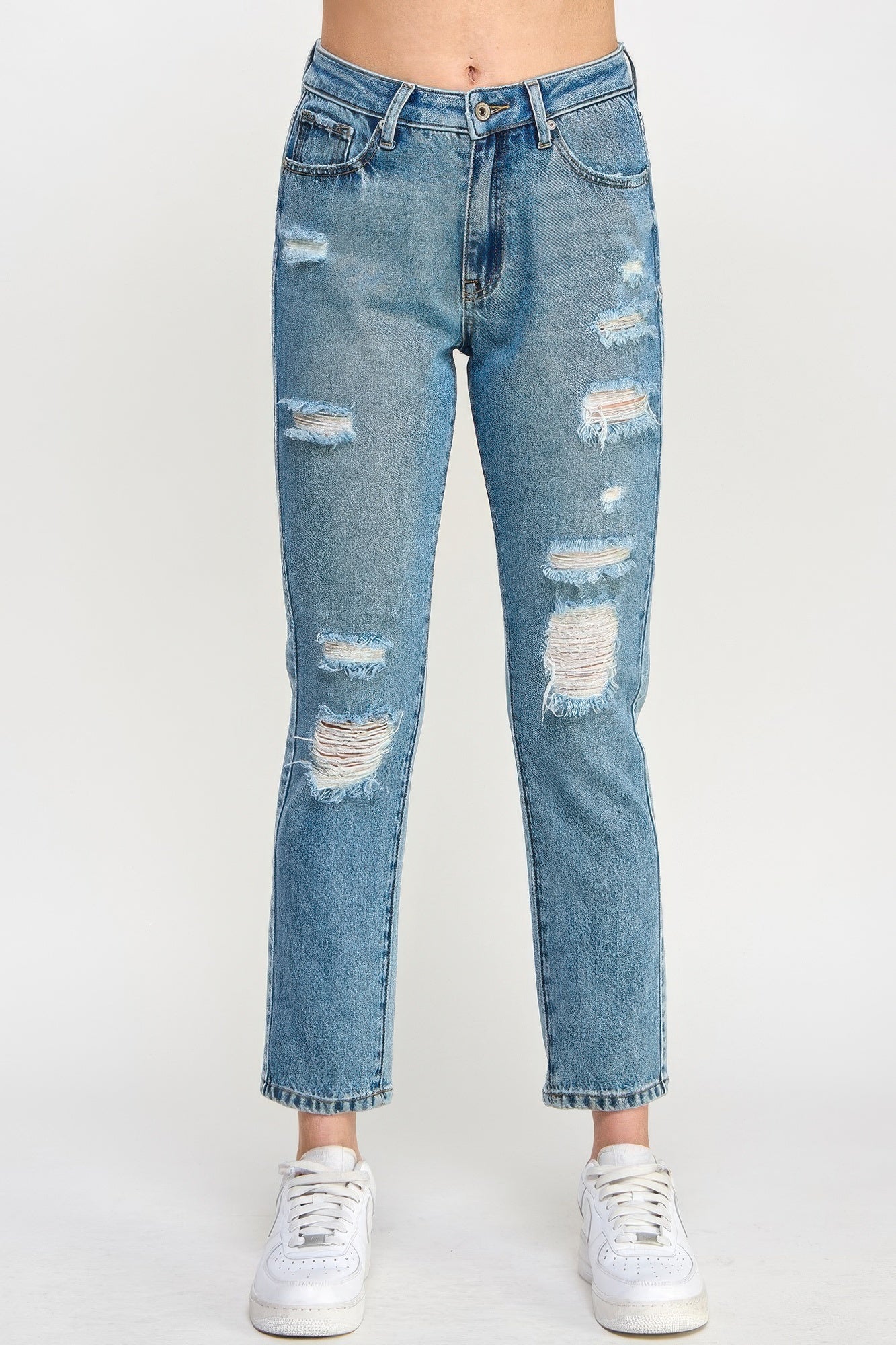 

Высотка, потертый, расслабленный, прямой TRUEDAMES, средне-светло-голубой