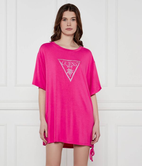 

Футболка Guess Relaxed Fit с завязками, розовый