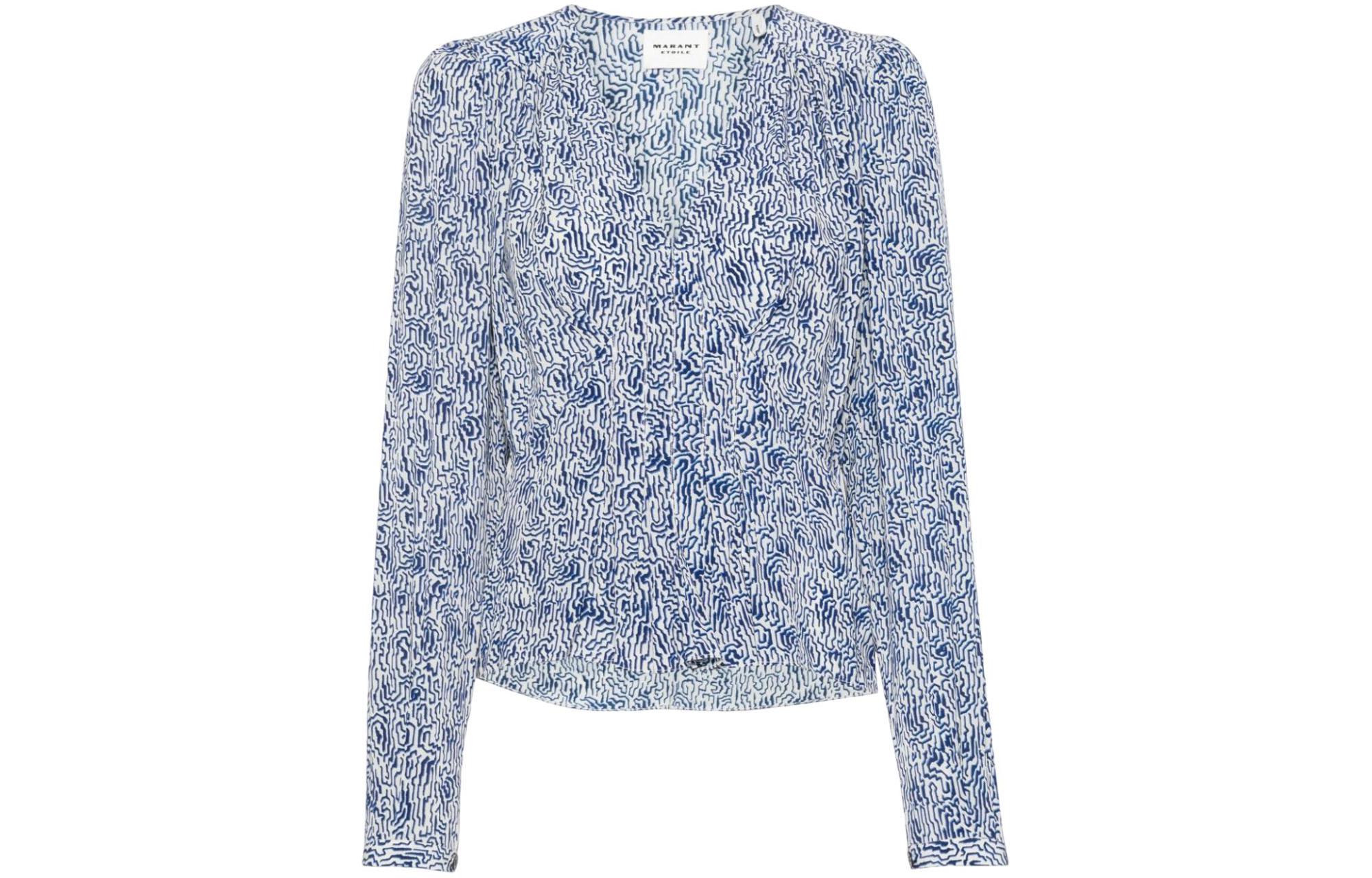 

Футболка с V-образным вырезом и графическим принтом ISABEL MARANT ETOILE, синий белый