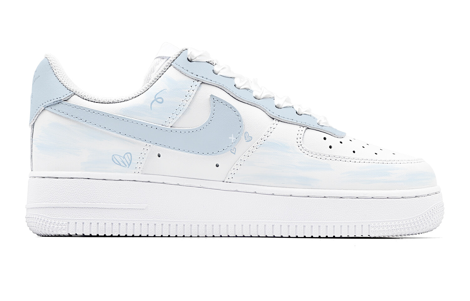 Кроссовки Nike Air Force 1 Skateboard Shoes Women's Low-Top White Blue — фото 3