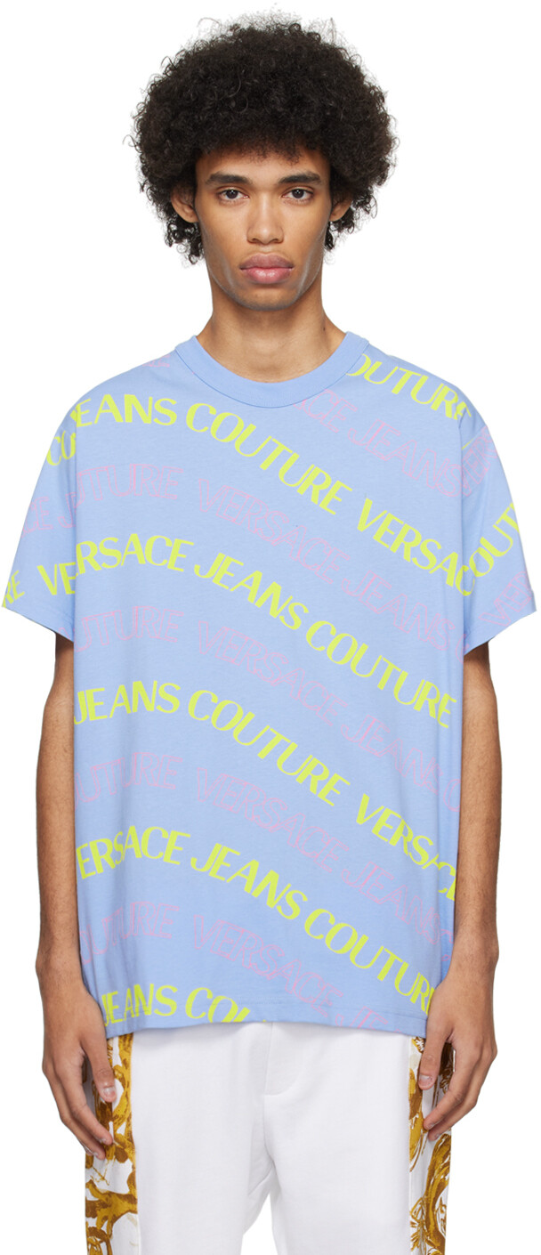 

Синяя жаккардовая футболка Versace Jeans Couture