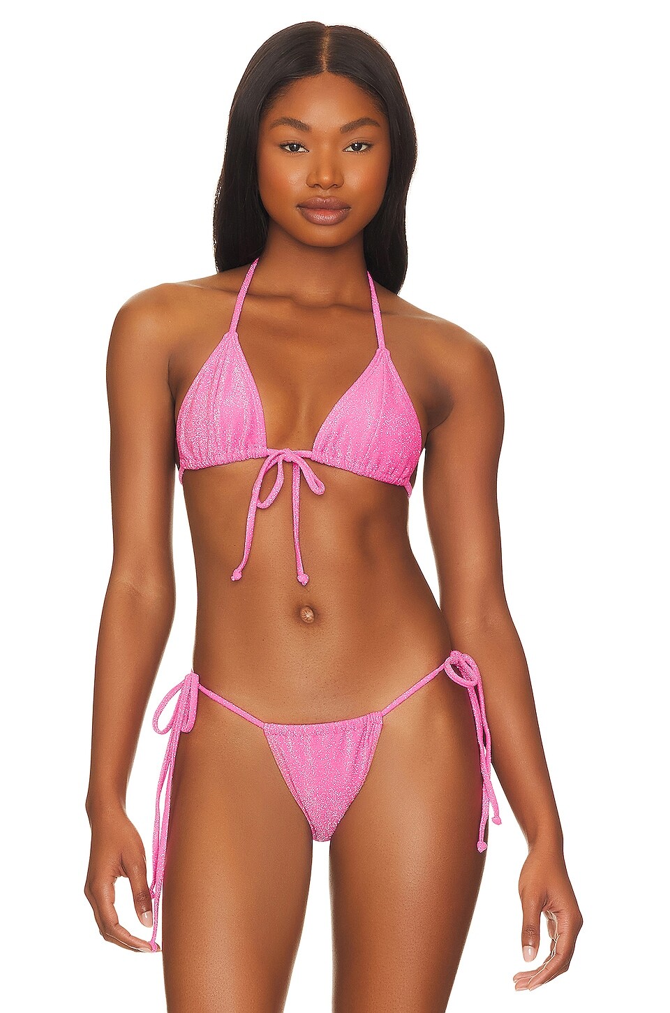 

Топ Good American Sparkle Tie Front Triangle, цвет Knockout Pink001