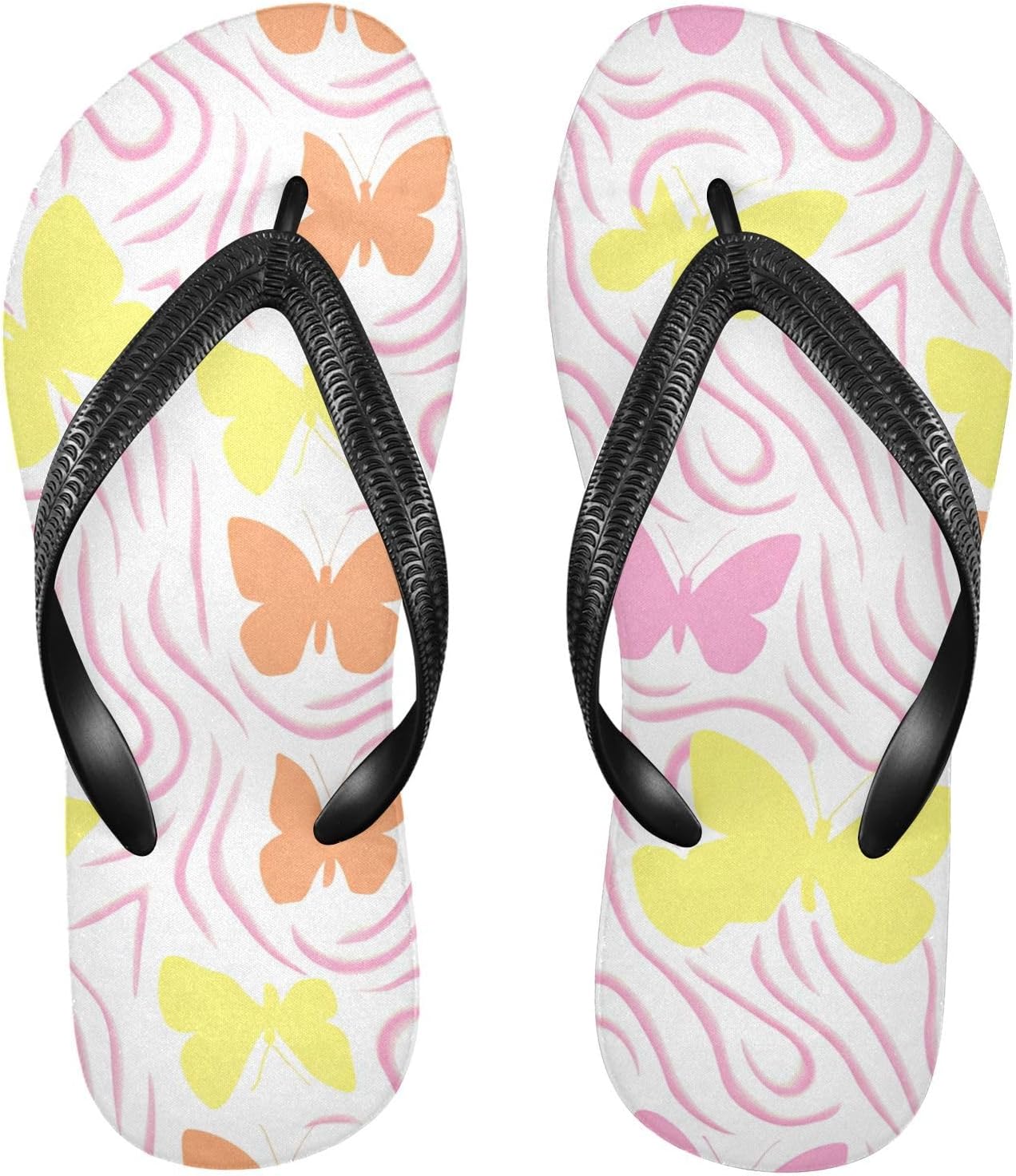 

Белые пляжные шлепанцы с фантазийным узором бабочки, резиновые противоскользящие летние тапочки для мужчин и женщин для прогулок Sinestour