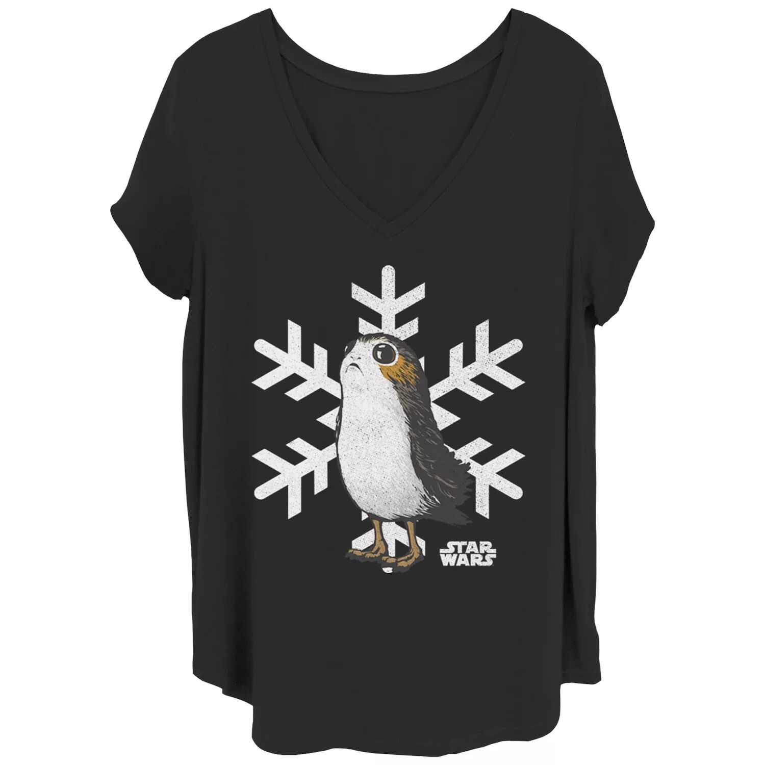 

Рождественская праздничная футболка Juniors' Plus Star Wars Porg Snowflake Licensed Character