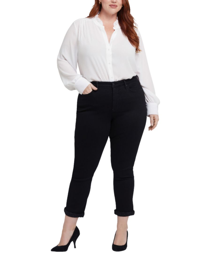 

Джинсы Sheri Slim до щиколотки больших размеров, надеваемые через голову NYDJ, Black Rinse