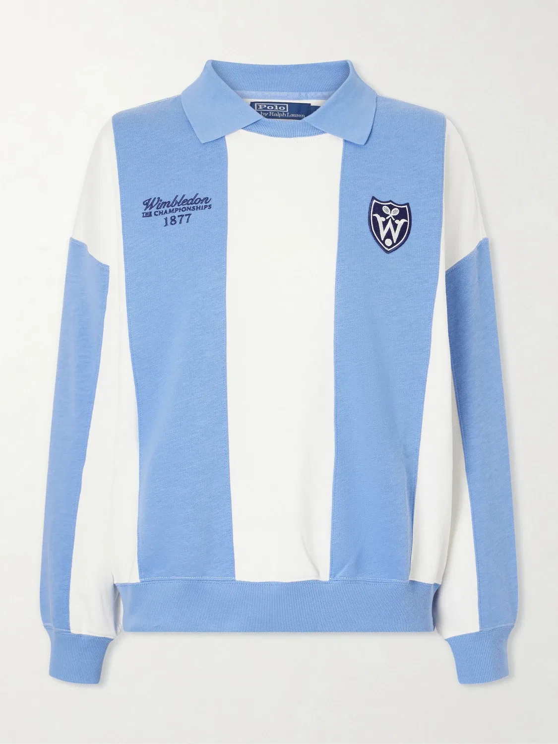 Хлопковый свитер с вышивкой-логотипом Wimbledon POLO RALPH LAUREN, синий