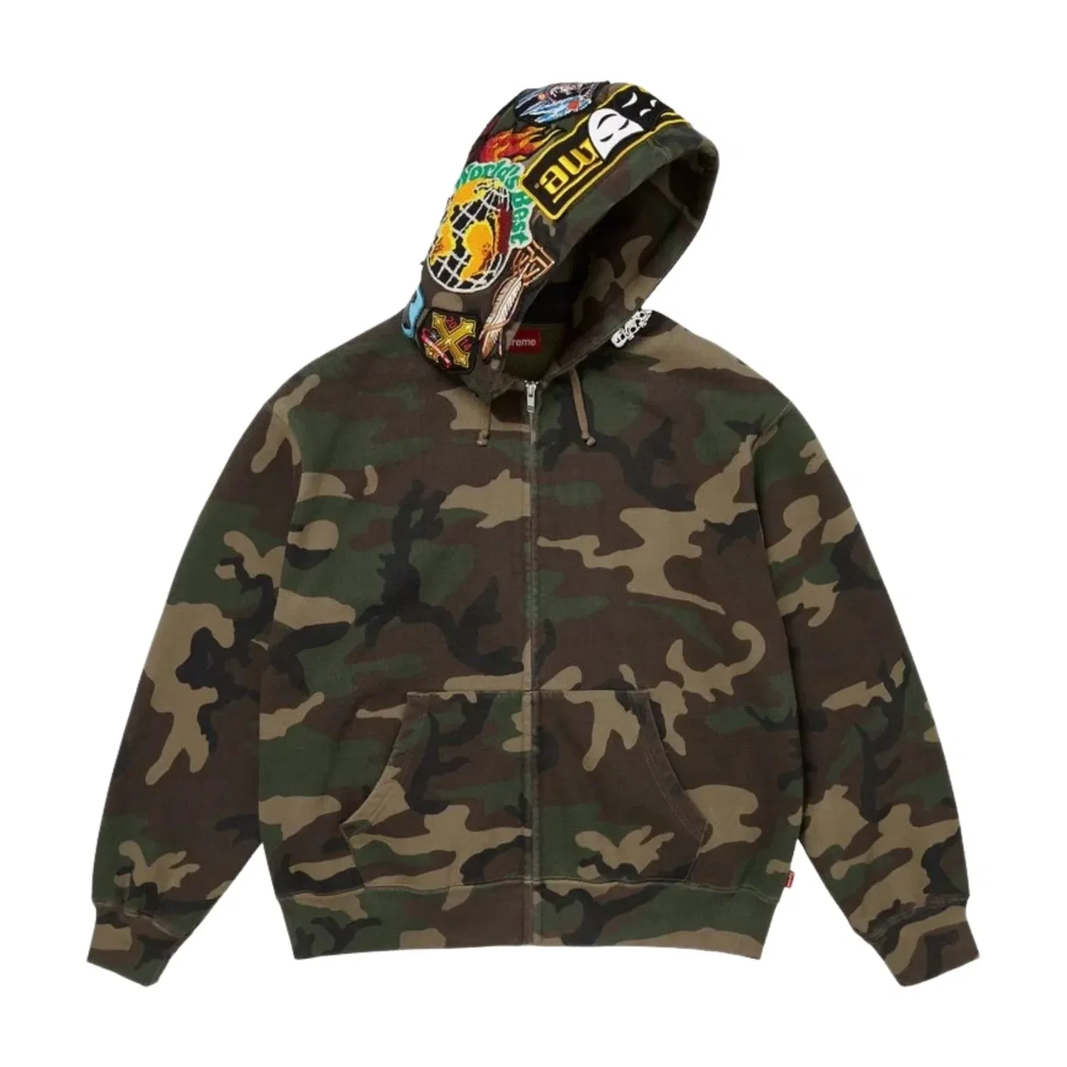 Мужское худи FW26 Patches Zip Up Hooded Sweatshirt 'Woodland Camo' Supreme, Woodland Camo — фото 2